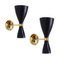 Black Diabolo Wall Sconces in Brass from Stilnovo, 1950s, Set of 2 1