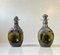 Danish Decanters in Green Glass and Pewter, 1910s, Set of 2 1