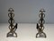Brass and Wrought Iron Chenets in the style of Raymond Subes, 1940s, Set of 2 2