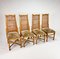 Vintage Rattan & Cane Dining Chairs, 1970s, Set of 4 1