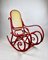 Rocking Chair Vintage Rouge attribuée à Michael Thonet 1