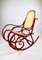 Rocking Chair Vintage Rouge attribuée à Michael Thonet 8