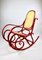 Sedia a dondolo vintage rossa attribuita a Michael Thonet, Immagine 8