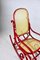 Rocking Chair Vintage Rouge attribuée à Michael Thonet 2