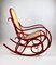 Rocking Chair Vintage Rouge attribuée à Michael Thonet 4