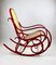 Sedia a dondolo vintage rossa attribuita a Michael Thonet, Immagine 4