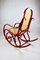 Rocking Chair Vintage Rouge attribuée à Michael Thonet 5