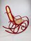 Rocking Chair Vintage Rouge attribuée à Michael Thonet 6