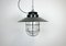Industrial Grey Enamel Factory Cage Hanging Lamp, 1960s 1