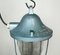 Lámpara de búnker industrial azul de Polam Gdansk, años 70, años 60, Imagen 4