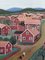 Red Houses, 1950s, Oil on Canvas, Framed 4