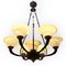 Italian Bronze Murano Glass Shade Chandelier, 1950s 2