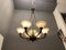 Italian Bronze Murano Glass Shade Chandelier, 1950s 9