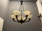 Italian Bronze Murano Glass Shade Chandelier, 1950s 1