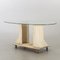 Samo Oval Table in Clear Glass with Open Base in Beige Travertine by Carlo Scarpa for Simon, 1970s 3