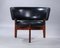 Chaise Longue and Pouf in Rosewood and Black Leather by Sven Ellekaer for Christian Linneberg, 1962, Set of 2, Image 4