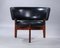 Chaise longue e pouf in palissandro e pelle nera di Sven Ellekaer per Christian Linneberg, 1962, set di 2, Immagine 4