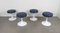 Blue Leather Stools with White Trumpet Foot from Wattenheimer Kunststoffwerke, Germany, 1970s, Set of 4 5