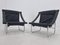 Fauteuils Mid-Century en Chrome et Cuir, 1970s, Set de 2 3