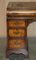 Viktorianischer Partner Schreibtisch aus Wurzelholz mit Kissenschublade & Brauner Lederplatte, 1900er 3