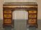 Victorian Partner Desk in Burr Walnut with Cushion Drawer & Brown Leather Top, 1900s 2