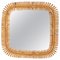Specchio quadrato Mid-Century in vimini e bambù, Italia, anni '60, Immagine 1