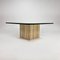 Table Basse Mid-Century Fait Main en Verre avec Socle en Travertin, 1960s 4