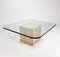 Mid-Century Handmade Glass Coffee Table with Travertine Base, 1960s 1