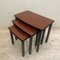 Art Deco Nesting Tables in Black Lacquered Wood and Burl Italy, 1970s, Set of 3 4