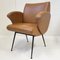 Mid-Century French Lounge Chair in Havana Leatherette & Steel, 1950s 1