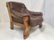 Vintage Brutalist Lounge Chair in Leather & Oak, 1970s 6