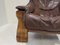 Vintage Brutalist Lounge Chair in Leather & Oak, 1970s, Image 2