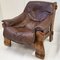 Vintage Brutalist Lounge Chair in Leather & Oak, 1970s 10