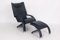 Lounge Chair and Stool in Blue Cowhide Leather from Berg Furniture, Denmark, 1999, Set of 2, Image 3