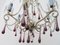 Vintage Italian Crystal Beaded 6-light Chandelier with Purple & Azure Drops 3