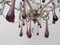 Italienischer Vintage Kristallperlen-Kronleuchter mit 6 Leuchtstellen & violetten & azurblauen Tropfen 4