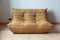 Camel Brown Leather Togo Corner Chair, 2- and 3-Seat Sofa by Michel Ducaroy for Ligne Roset, Set of 3 11