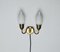 Brass and Opaline Glass 2-Arm Tulip Wall Lamp from Fog & Mørup, 1950s 2