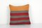 Vintage Turkish Kilim Rug Cushion Cover with Stripes 1