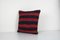 Vintage Turkish Lumbar Rug Cushion Cover with Stripes 2