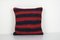 Vintage Turkish Lumbar Rug Cushion Cover with Stripes 1