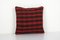 Vintage Turkish Kilim Rug Cushion Cover with Stripes 1
