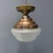 Matt Glass Ceiling Lamp with Copper Fixture, 1920s, Image 3