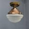 Matt Glass Ceiling Lamp with Copper Fixture, 1920s, Image 5