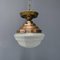 Matt Glass Ceiling Lamp with Copper Fixture, 1920s 1