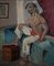 Pegeaud-Deva, Interior Scene with Man, Oil on Cardboard, Framed, Image 2