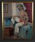 Pegeaud-Deva, Interior Scene with Man, Oil on Cardboard, Framed 1