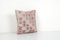 Pink Jajim Cushion Cover Case Made from Rustic Anatolian Vintage Kilim, Square Wool Cushion Cover 16 X 16 2