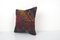 Turkish Kilim Lumbar Rug Cushion Cover in Wool with Stripes, Image 2