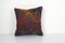 Turkish Kilim Lumbar Rug Cushion Cover in Wool with Stripes, Image 1